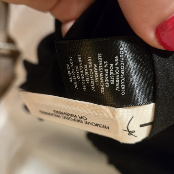 Ann Taylor Black Semi Sheer Long Sleeve Petite Dress Sz 14P - Picture 3 of 6